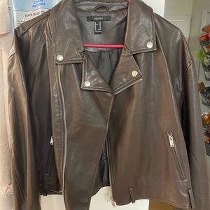 Forever 21, brown faux leather jacket size XL